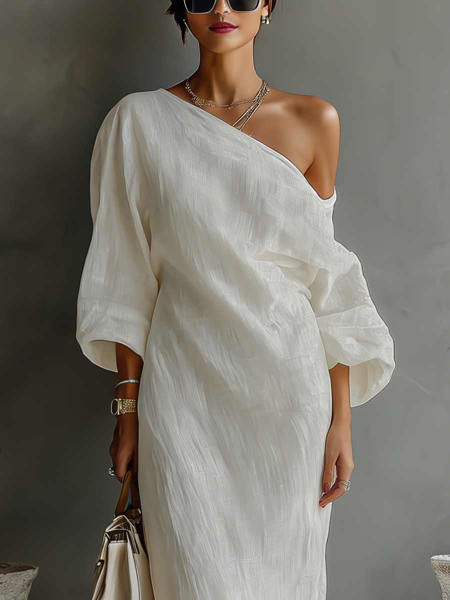 CAROLINA | Vestido maxi con hombro descubierto