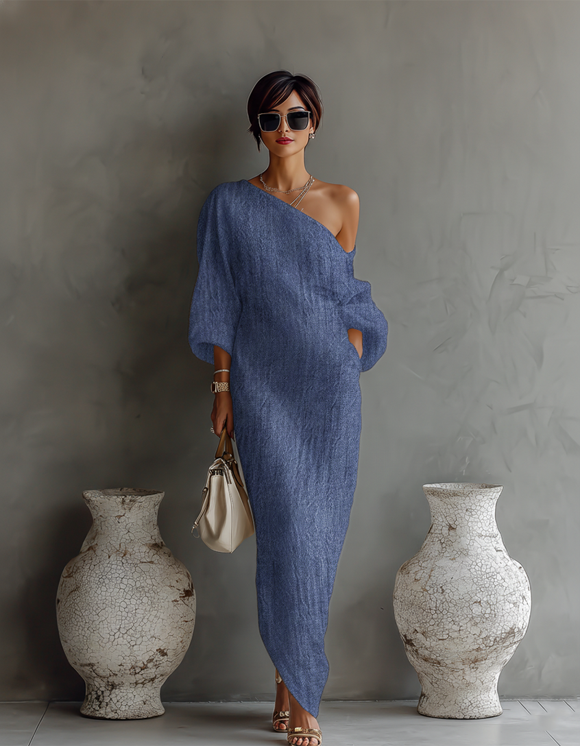 CAROLINA | Vestido maxi con hombro descubierto