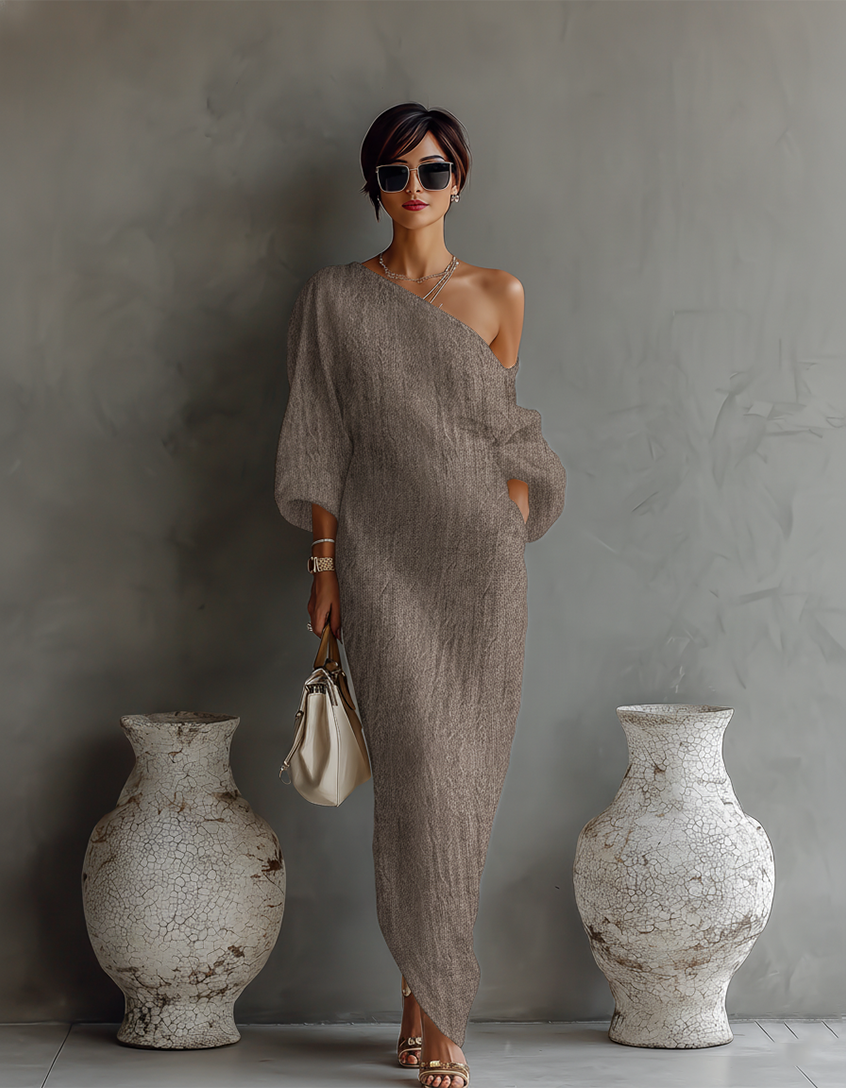 CAROLINA | Vestido maxi con hombro descubierto