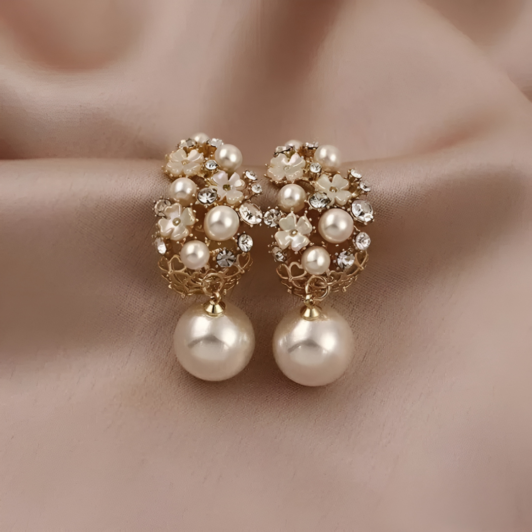 ISABEL | Pendientes de flores con perlas