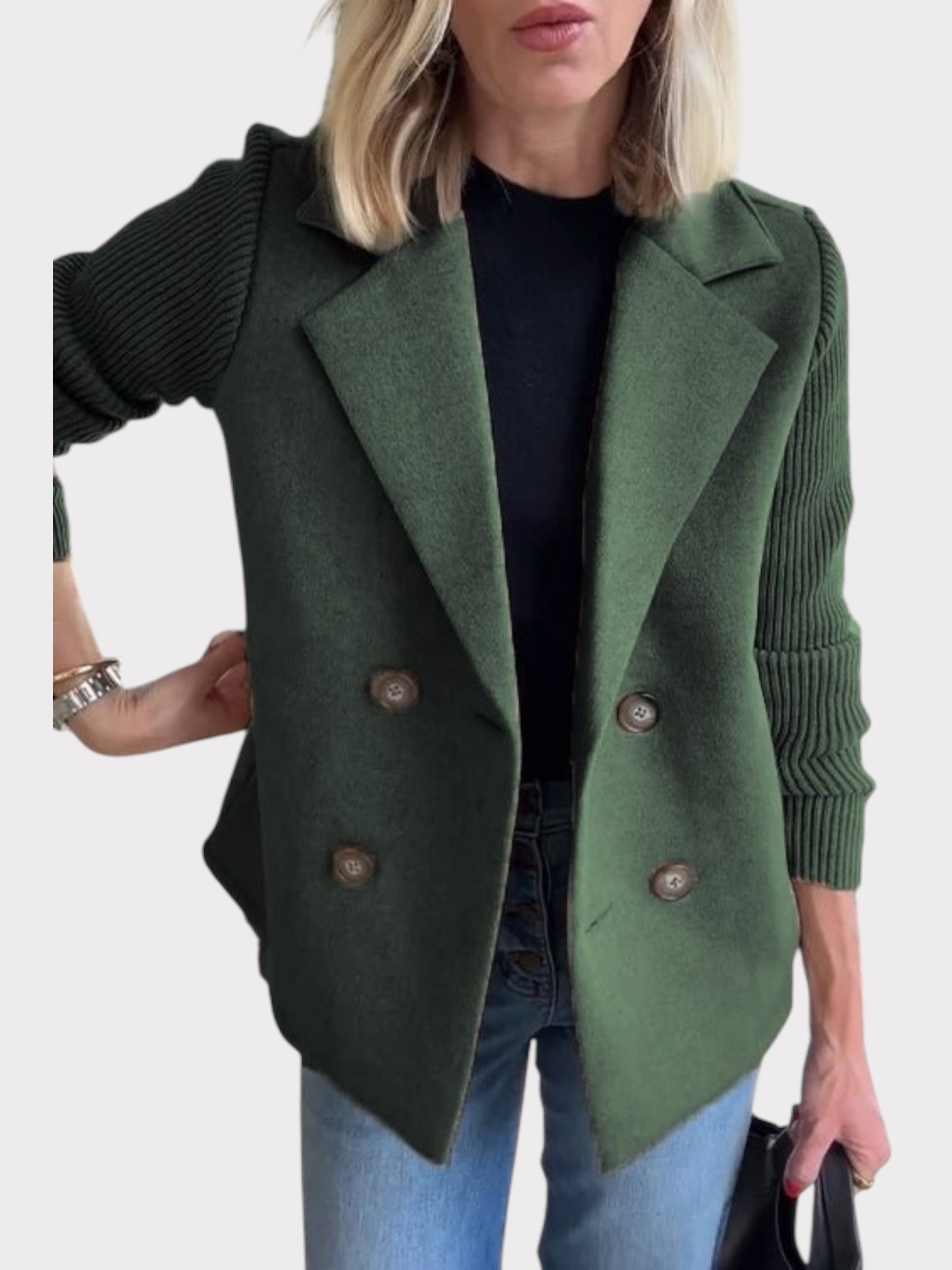 IOANNA | Blazer de punto con mangas en contraste