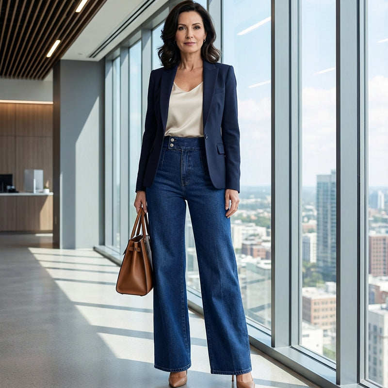 NATALIA | Pantalón vaquero ancho de tiro alto