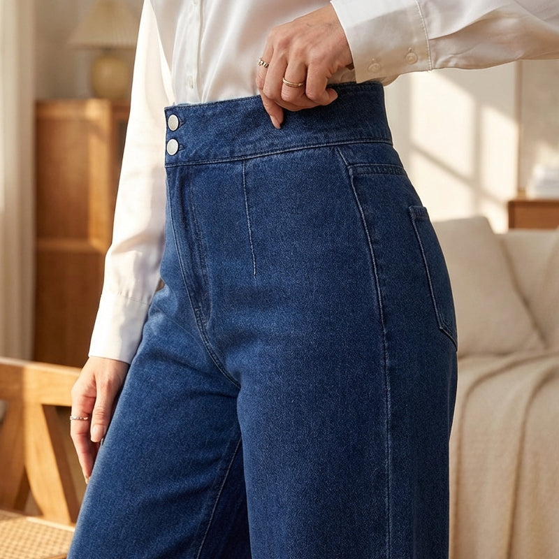 NATALIA | Pantalón vaquero ancho de tiro alto