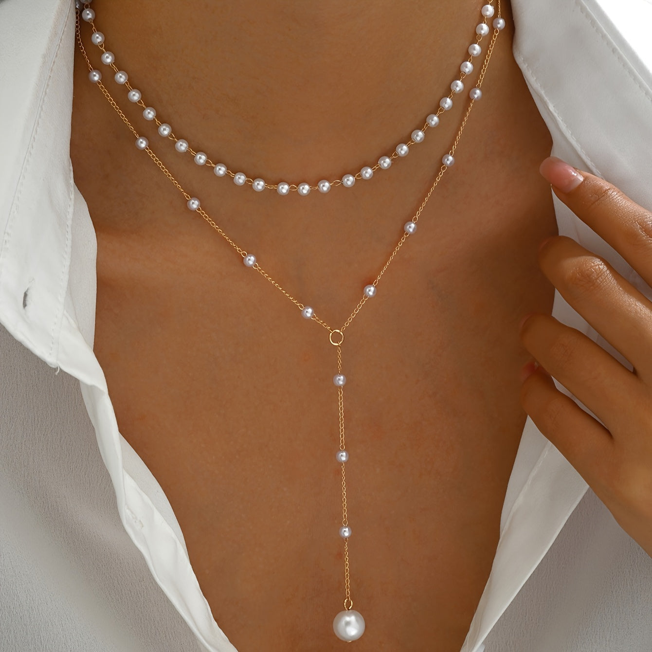 ROCIO | Collar de perlas en doble capa