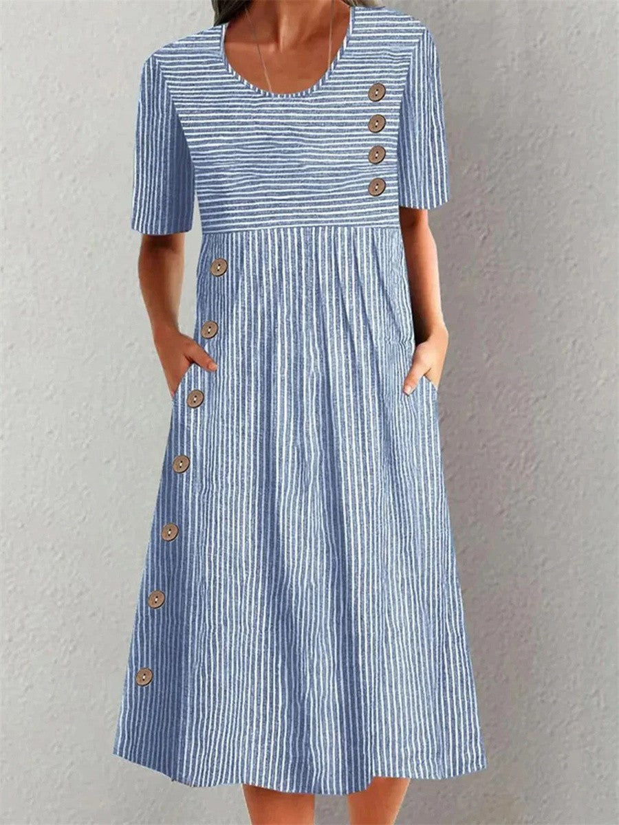 Abito Midi – Arianna – Taglio Morbido a Righe
