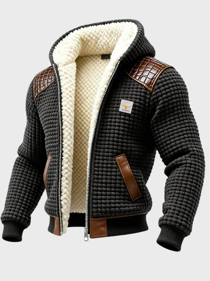 JAVIER | Chaqueta texturizada con cuero grabado