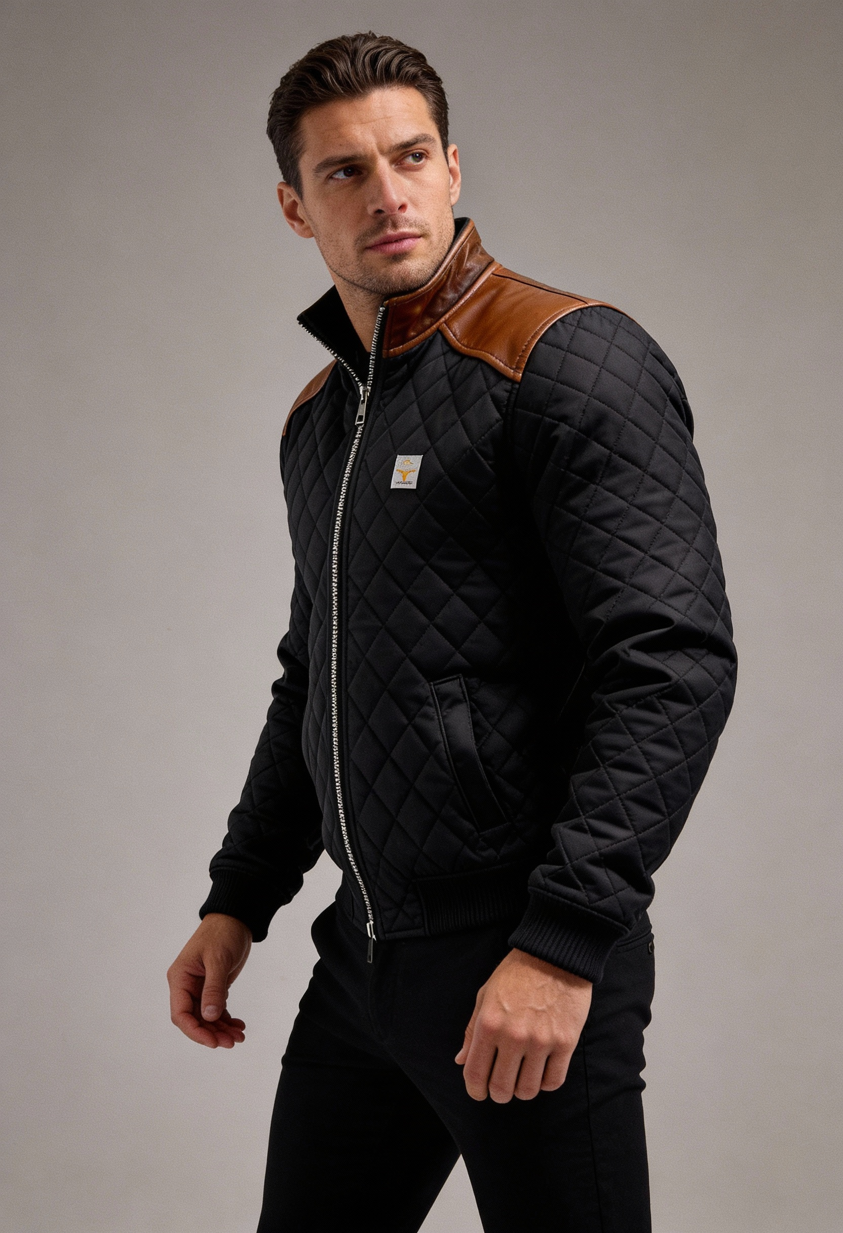ADRIAN | Chaqueta matelassée con hombros de cuero