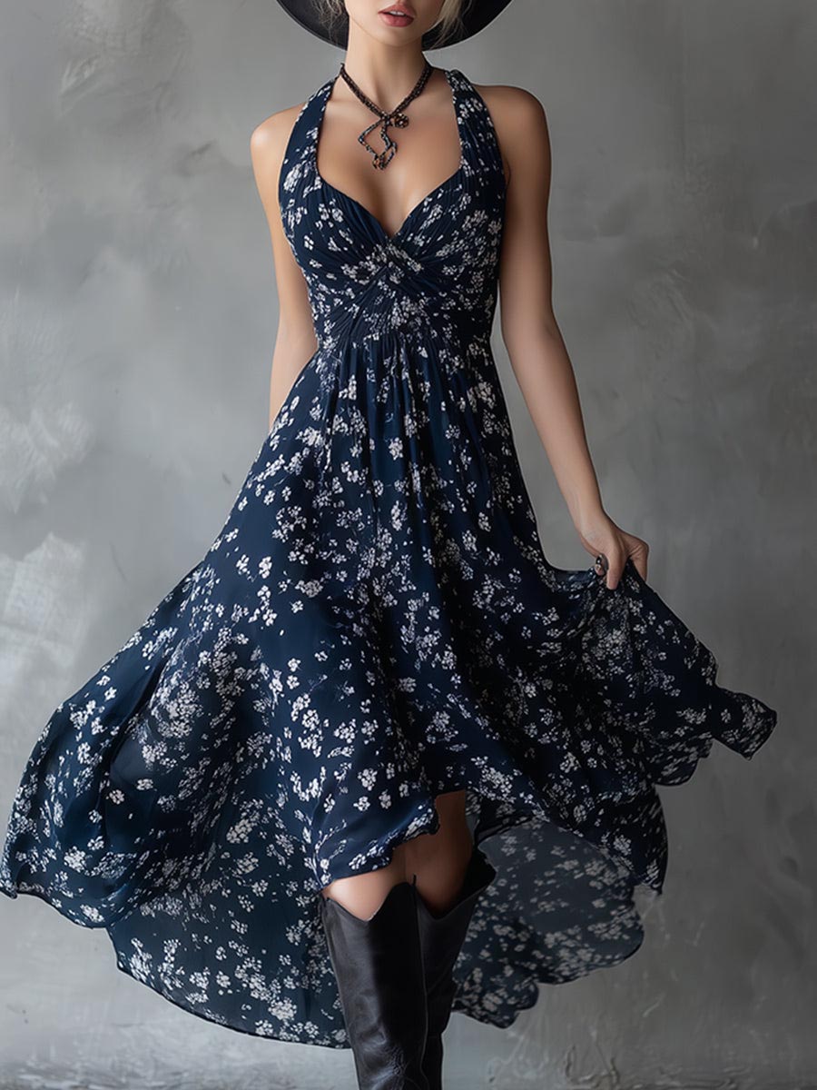 Abito in Chiffon – Aurora – Floreale e Drappeggiato
