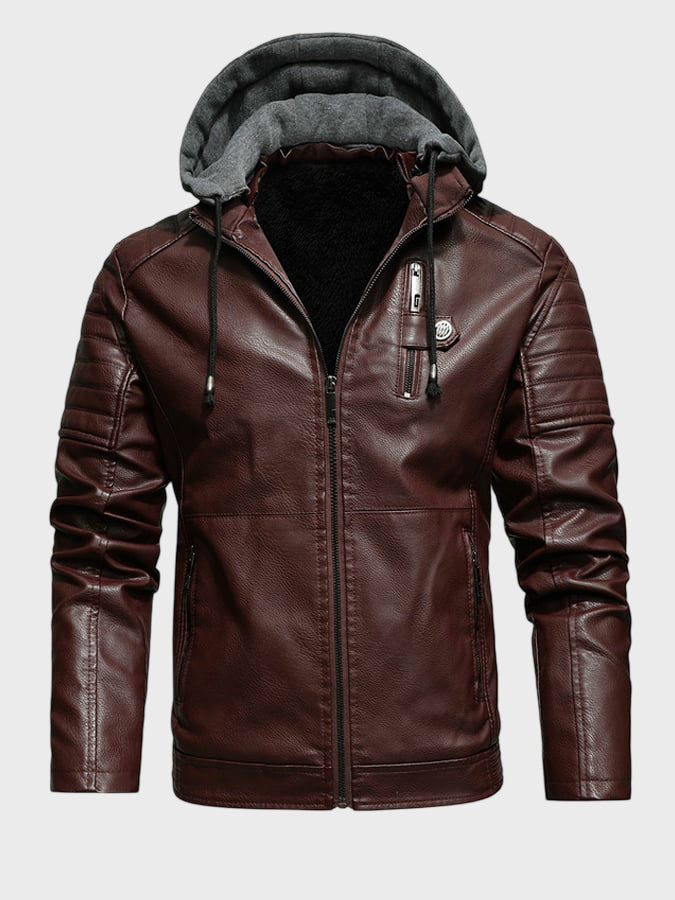 SERGIO | Chaqueta con capucha efecto cuero