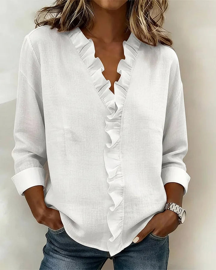 Blusa Elegante – Arianna – Scollo a V con Volant