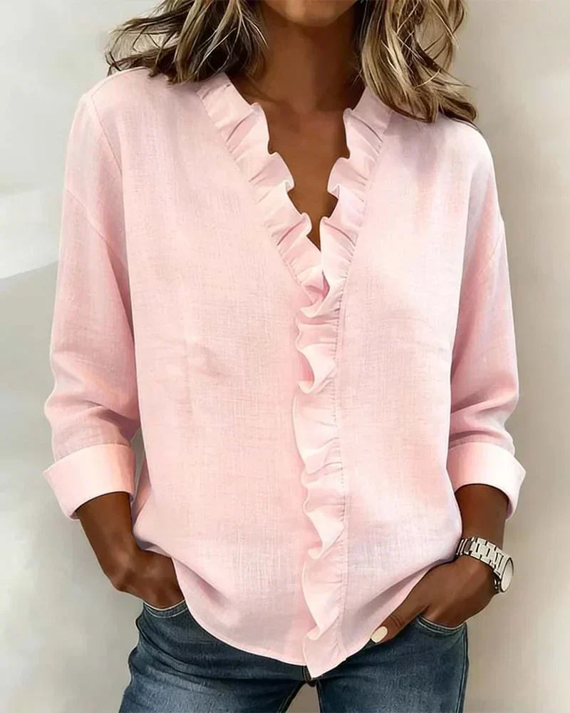 Blusa Elegante – Arianna – Scollo a V con Volant