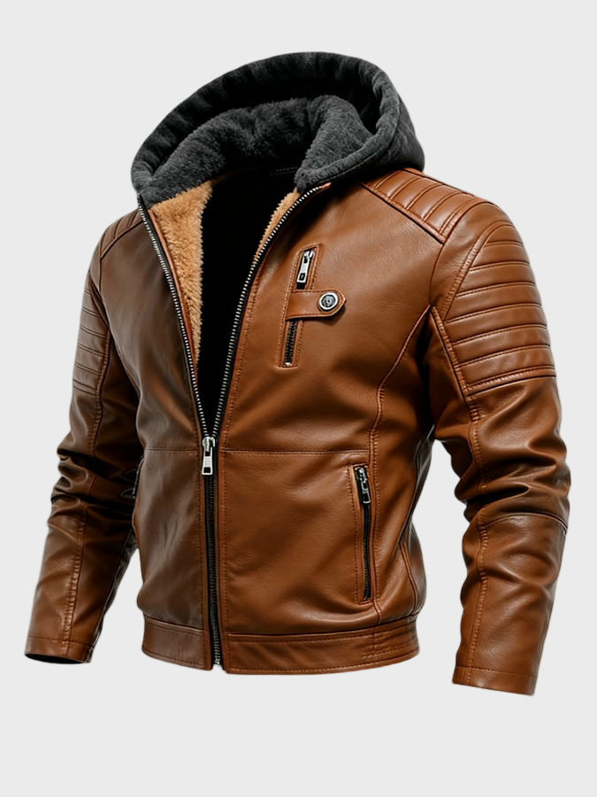 SERGIO | Chaqueta con capucha efecto cuero