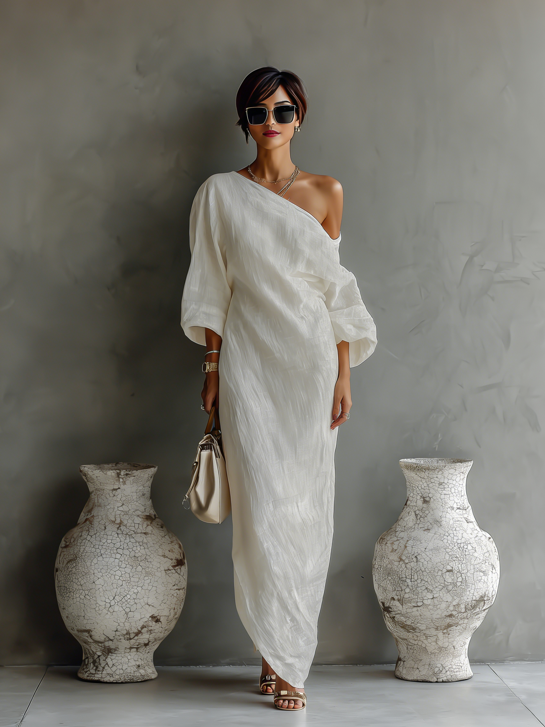 CAROLINA | Vestido maxi con hombro descubierto