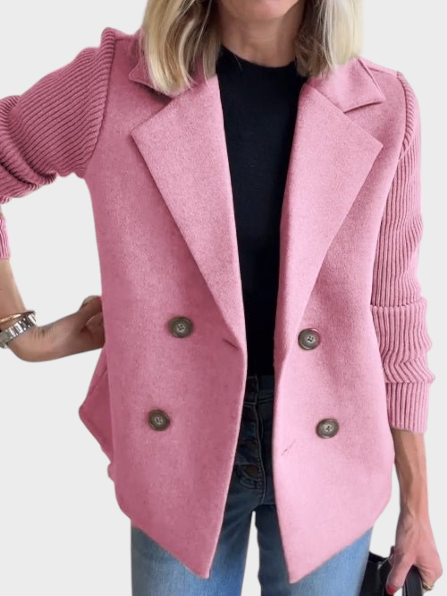 IOANNA | Blazer de punto con mangas en contraste
