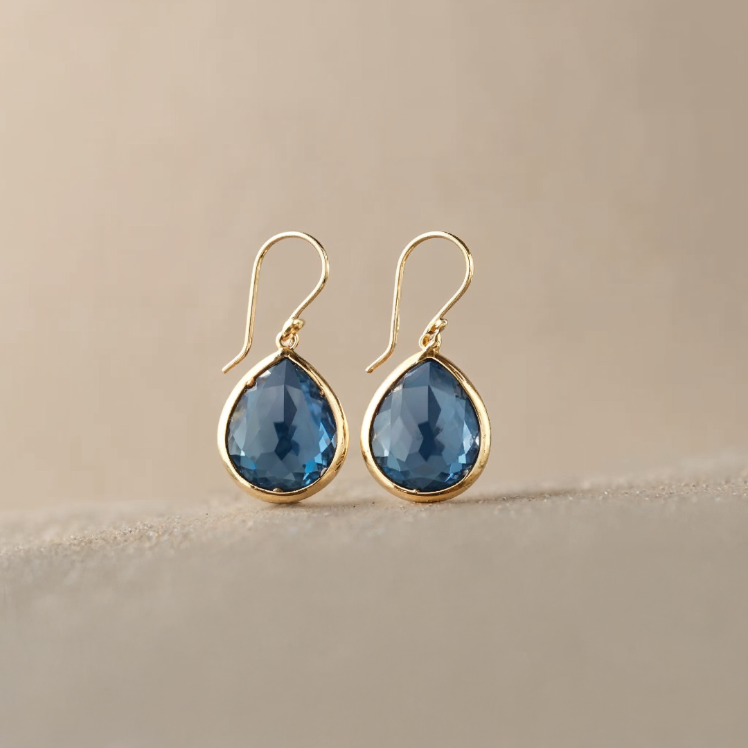 MARINA | Pendientes gota de cristal azul