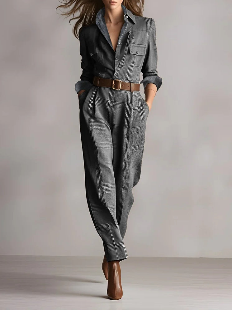 ANNA | Mono con pantalón ancho a cuadros