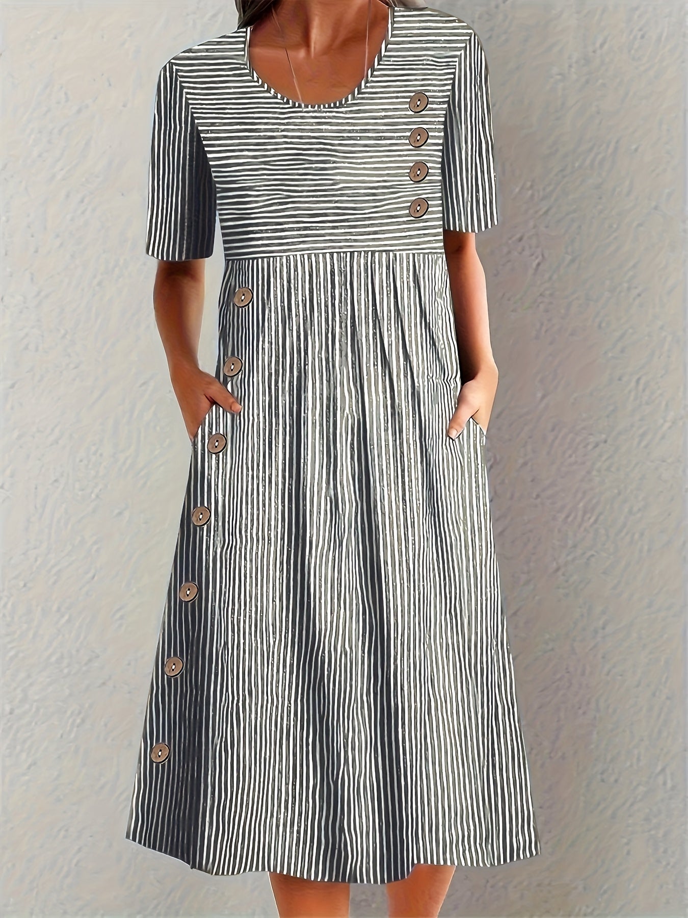 Abito Midi – Arianna – Taglio Morbido a Righe