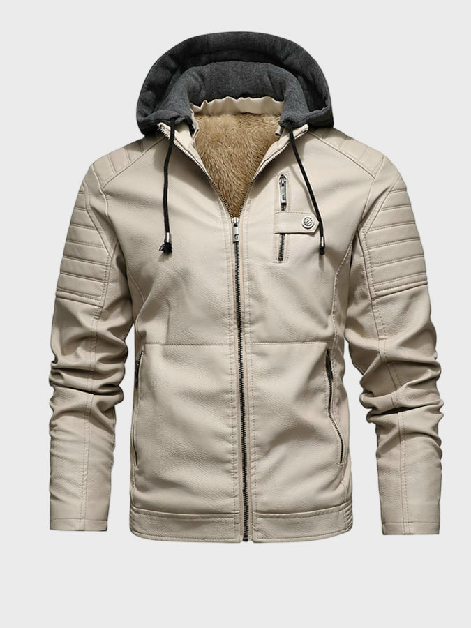 SERGIO | Chaqueta con capucha efecto cuero