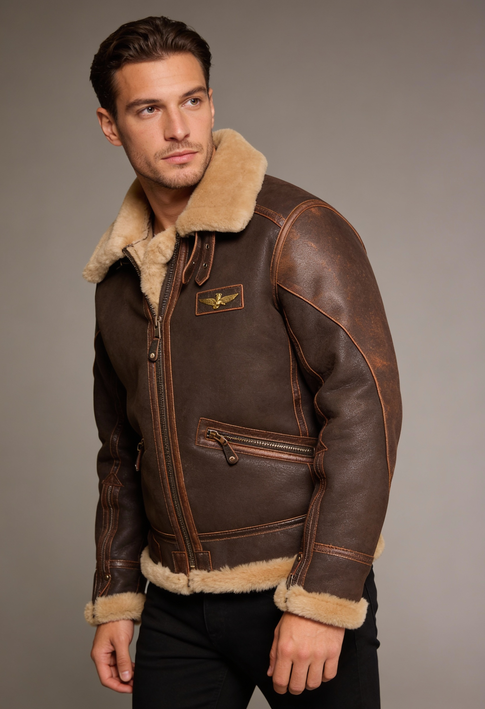 MAVERICK | Chaqueta aviadora con forro de borrego