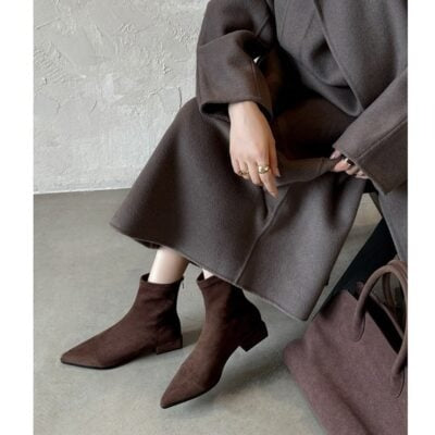 ELISE | Botines con tacón bajo efecto ante