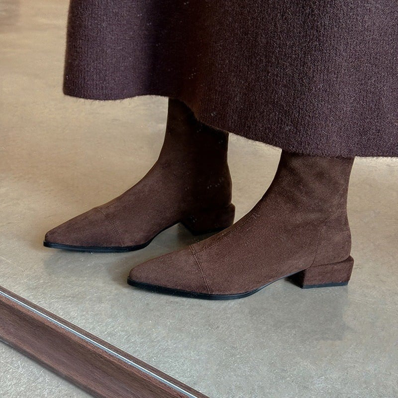 ELISE | Botines con tacón bajo efecto ante
