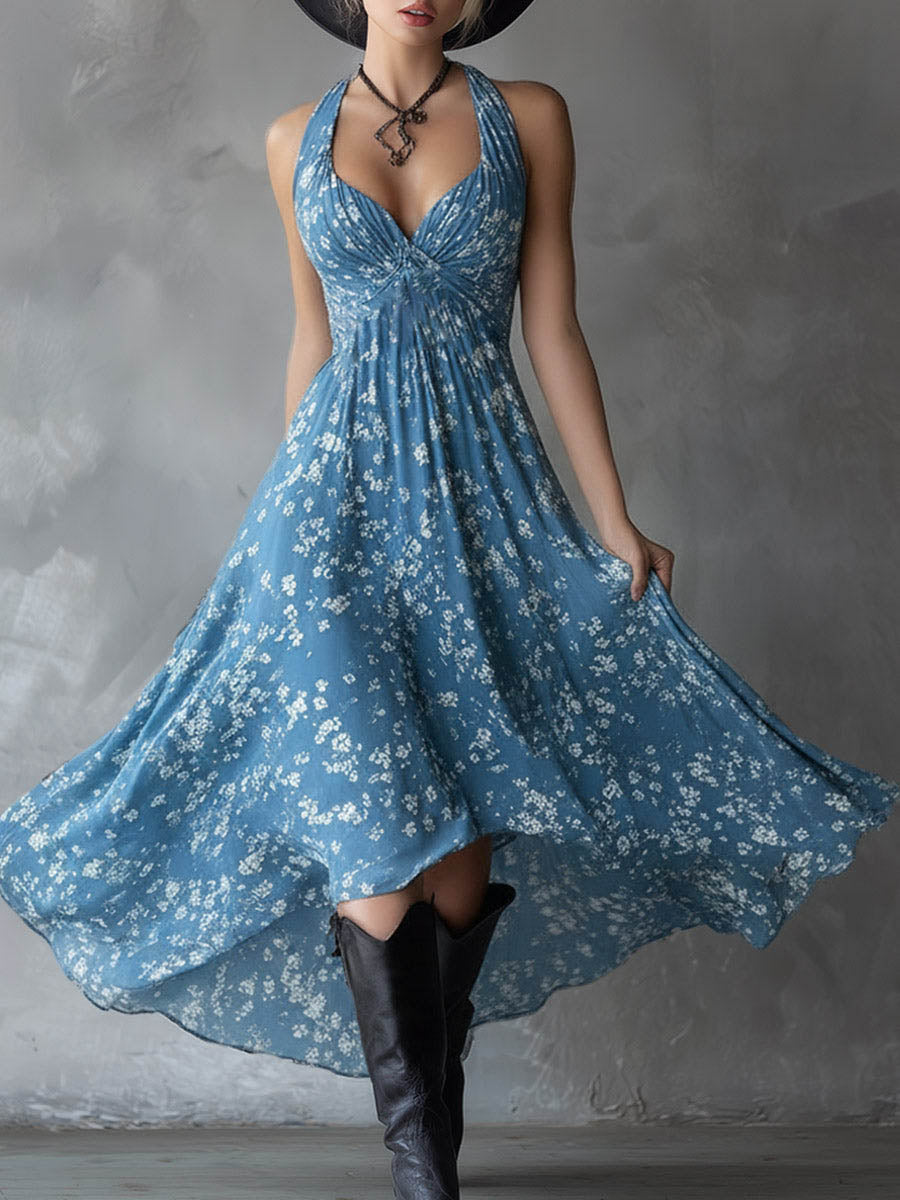 Abito in Chiffon – Aurora – Floreale e Drappeggiato