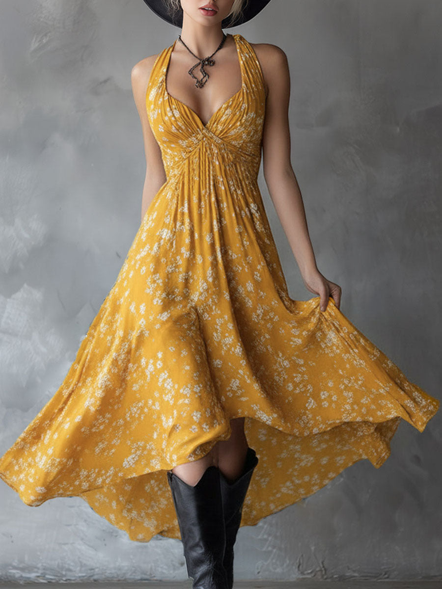 Abito in Chiffon – Aurora – Floreale e Drappeggiato